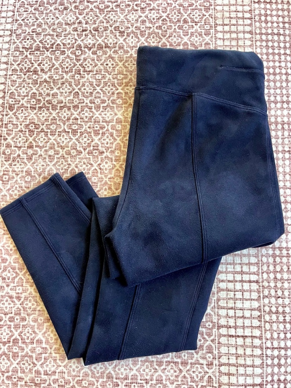 Spanx Suede Black Leggings Lined Tummy Control Slimming Women’s M